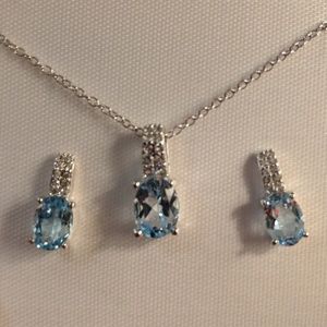 Blue Topaz Earrings & Necklace Set